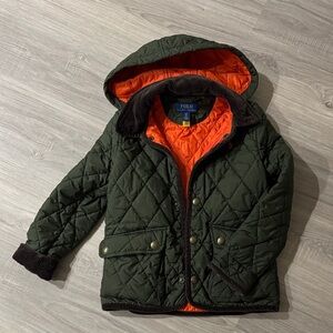 Polo by Ralph Lauren Kids Green Puffer with Orange Interior